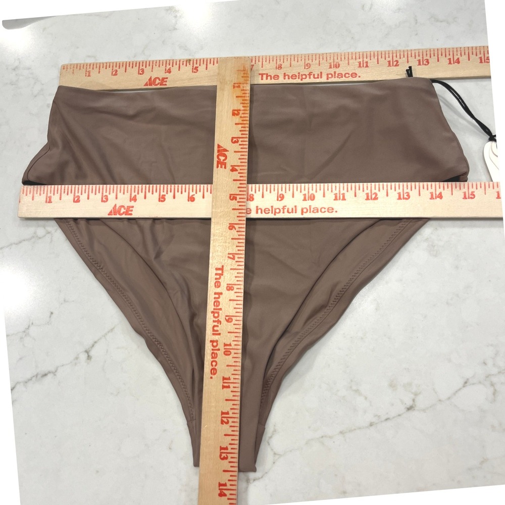 Prana NEW Bikini Set High Neck Top High Rise Bottom Womens M‎ Blue Tan Athletic - Picture 10 of 13